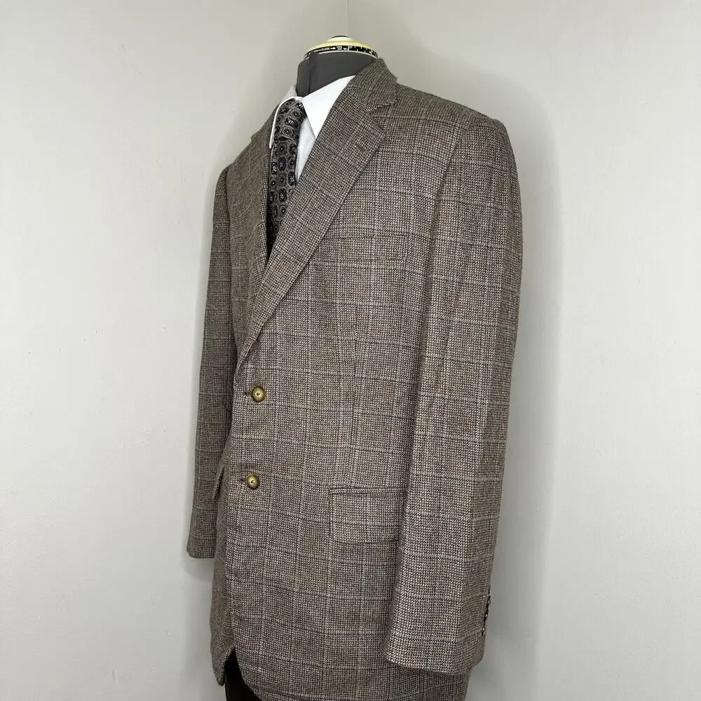 Astor Black Mens 43R Cashmere Blazer Brown XL Sport Coat Jacket Surgeon Cuffs
